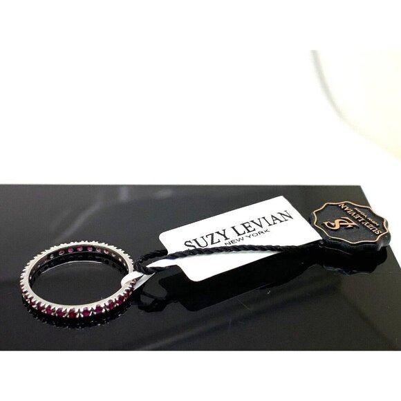 Suzy Levian Eternity Ring 14k White Gold Ruby 2mm Wedding Band Women's S… - Picture 12 of 14